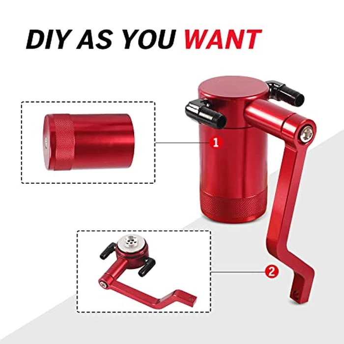 POSENG Billet Catch Can Air Oil Separator Z-Bracket Technology Compatible with Chrysler Dodge Charger Challenger 2011-2021 6.4 L Red by POSENG - Image 6