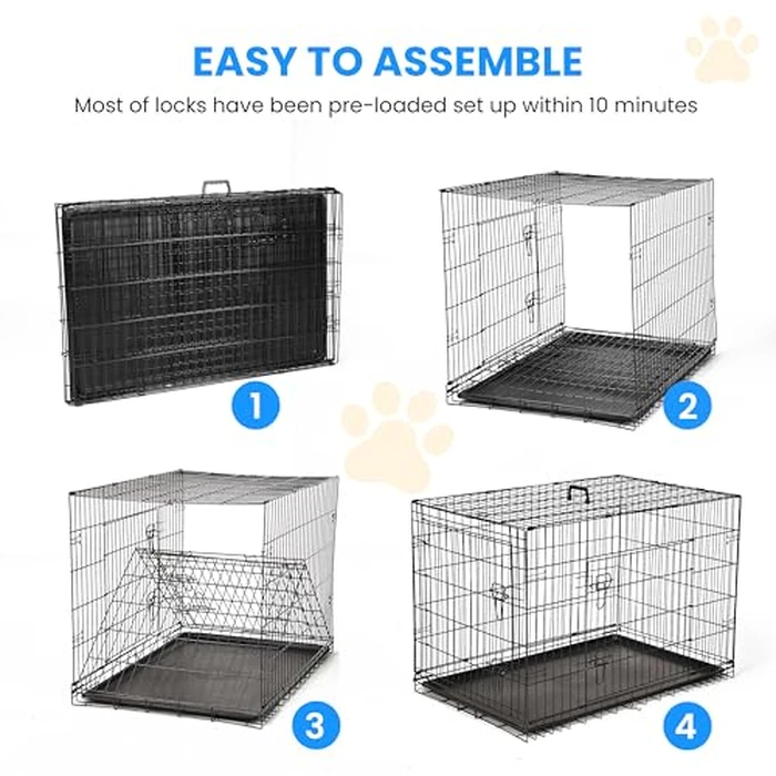 Simple Deluxe 24-Inch Small Dog Crate with Divider, Double Door Folding Metal Wire Cage with Leak-Proof Plastic Tray, Portable Pet Kennel for Indoor, Outdoor, and Travel by Simple Deluxe - Image 2