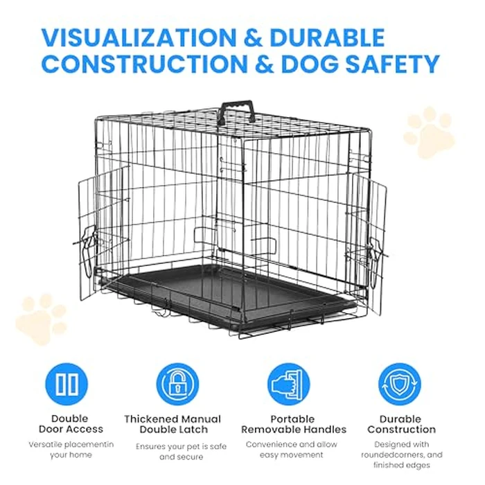 Simple Deluxe 24-Inch Small Dog Crate with Divider, Double Door Folding Metal Wire Cage with Leak-Proof Plastic Tray, Portable Pet Kennel for Indoor, Outdoor, and Travel by Simple Deluxe - Image 4