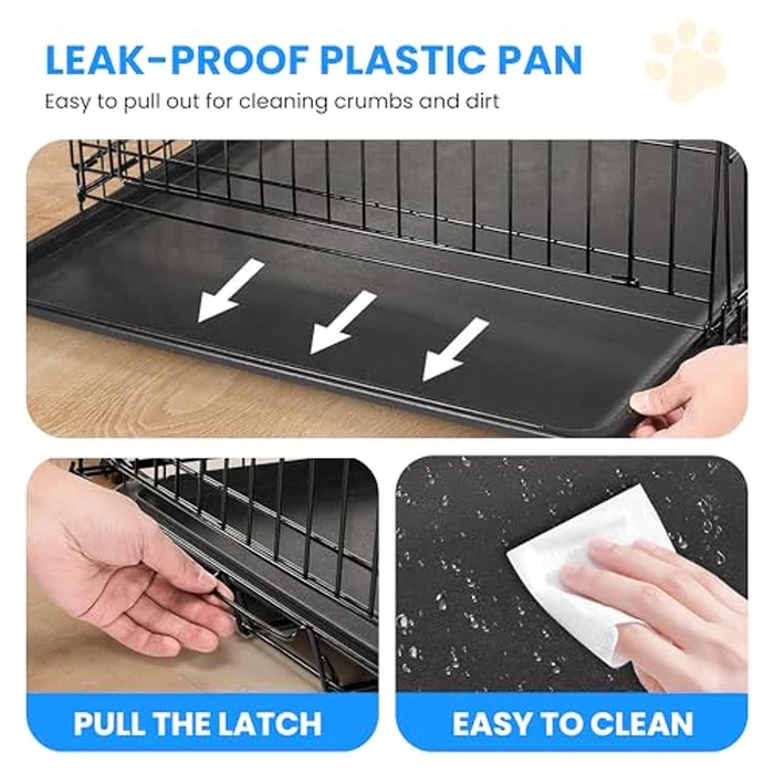 Simple Deluxe 24-Inch Small Dog Crate with Divider, Double Door Folding Metal Wire Cage with Leak-Proof Plastic Tray, Portable Pet Kennel for Indoor, Outdoor, and Travel by Simple Deluxe - Image 5