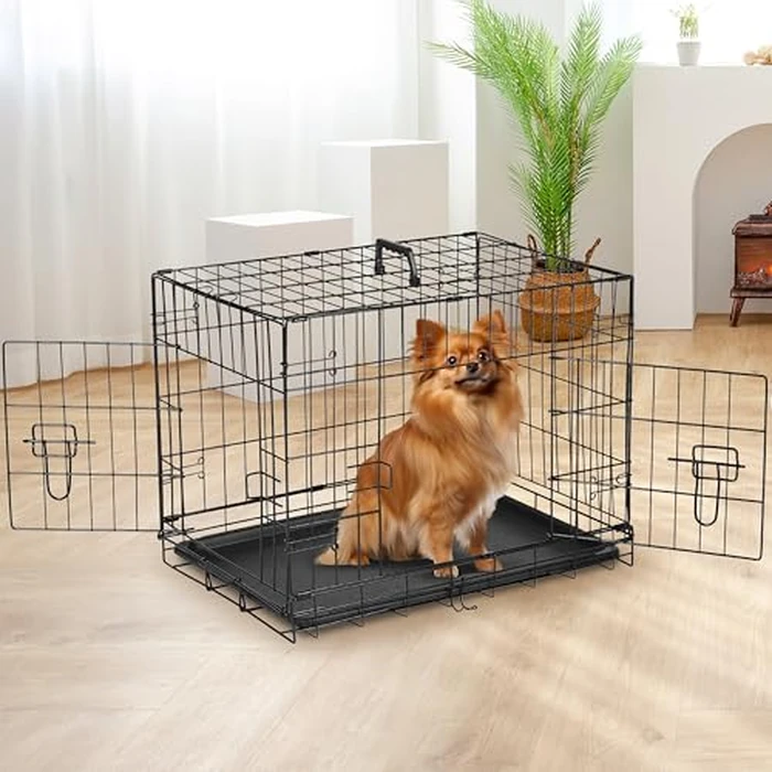 Simple Deluxe 24-Inch Small Dog Crate with Divider, Double Door Folding Metal Wire Cage with Leak-Proof Plastic Tray, Portable Pet Kennel for Indoor, Outdoor, and Travel by Simple Deluxe - Image 7