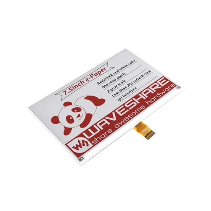 Waveshare 7.5inch E-Paper E-Ink Raw Display Compatible with Raspberry Pi 4B/3B+/3B/2B/B+/A+/Zero/Zero W/WH/Zero 2W Series Boards 800x480 Pixels Three-Color with SPI Interface Without PCB by waveshare - Used - Like New condition