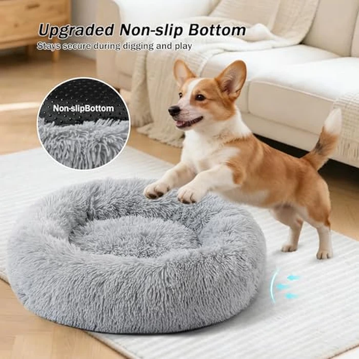NOYAL Calming Dog Bed Donut Anti Anxiety Fluffy Dog Bed for Small Medium Dog and Cat by NOYAL - Image 3