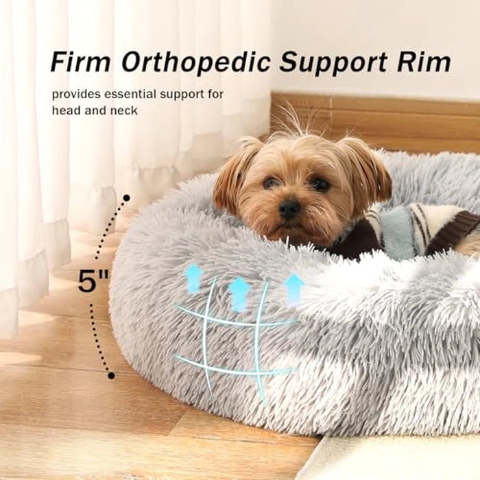 NOYAL Calming Dog Bed Donut Anti Anxiety Fluffy Dog Bed for Small Medium Dog and Cat by NOYAL - Image 5