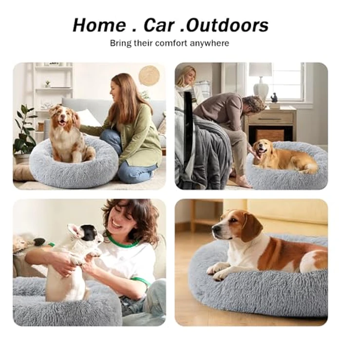 NOYAL Calming Dog Bed Donut Anti Anxiety Fluffy Dog Bed for Small Medium Dog and Cat by NOYAL - Image 6