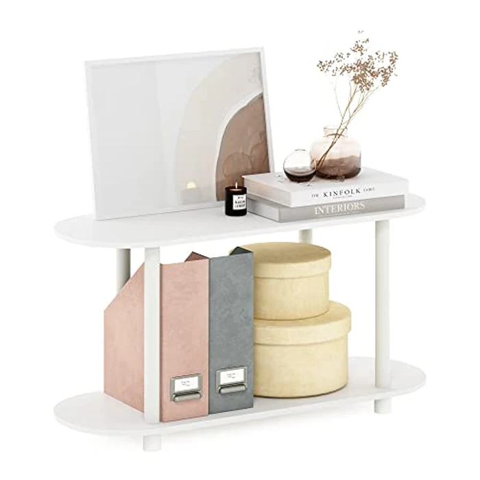 Furinno Turn-N-Tube Oval Display Shelf, 4-Tier Book Shelf, Oval Storage Shelves, Toolless Open Shelves, Round Tubes, for Organization and Storage, Living Room, Home Office, White by Furinno - Used - Like New condition