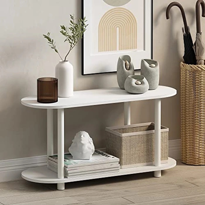 Furinno Turn-N-Tube Oval Display Shelf, 4-Tier Book Shelf, Oval Storage Shelves, Toolless Open Shelves, Round Tubes, for Organization and Storage, Living Room, Home Office, White by Furinno - Image 2