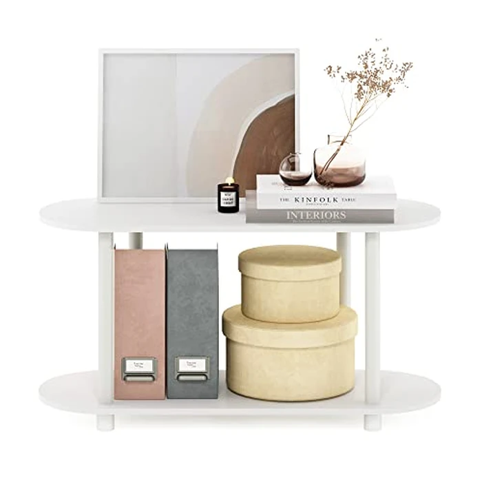 Furinno Turn-N-Tube Oval Display Shelf, 4-Tier Book Shelf, Oval Storage Shelves, Toolless Open Shelves, Round Tubes, for Organization and Storage, Living Room, Home Office, White by Furinno - Image 3