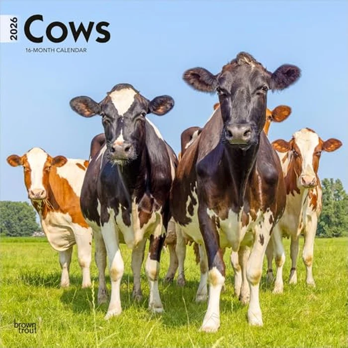 Cows | 2026 12 x 24 Inch (Hanging) Monthly Square Wall Calendar | BrownTrout | Domestic Farm Animals by BrownTrout - Image 2