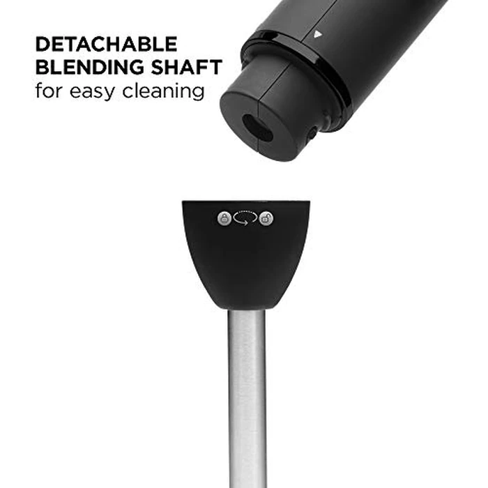 Chefman Immersion Blender, 300W Hand Blender with Stainless Steel Blades, Powerful Electric Ice Crushing 2-speed Control Handheld Food Mixer, Purées, Smoothies, Shakes, Sauces & Soups, Black by Chefman - Image 4