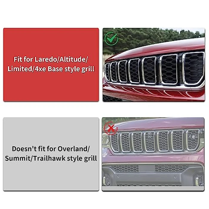 8PCS Glossy Black Honeycomb Mesh Front Grill Inserts Replace for 2022-2025 Jeep Grand Cherokee WL and 2021-2025 Grand Cherokee L Laredo/Altitude/Limited/4xe, Not for Others Model by sportuli - Image 4