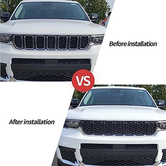 8PCS Glossy Black Honeycomb Mesh Front Grill Inserts Replace for 2022-2025 Jeep Grand Cherokee WL and 2021-2025 Grand Cherokee L Laredo/Altitude/Limited/4xe, Not for Others Model by sportuli - Image 7