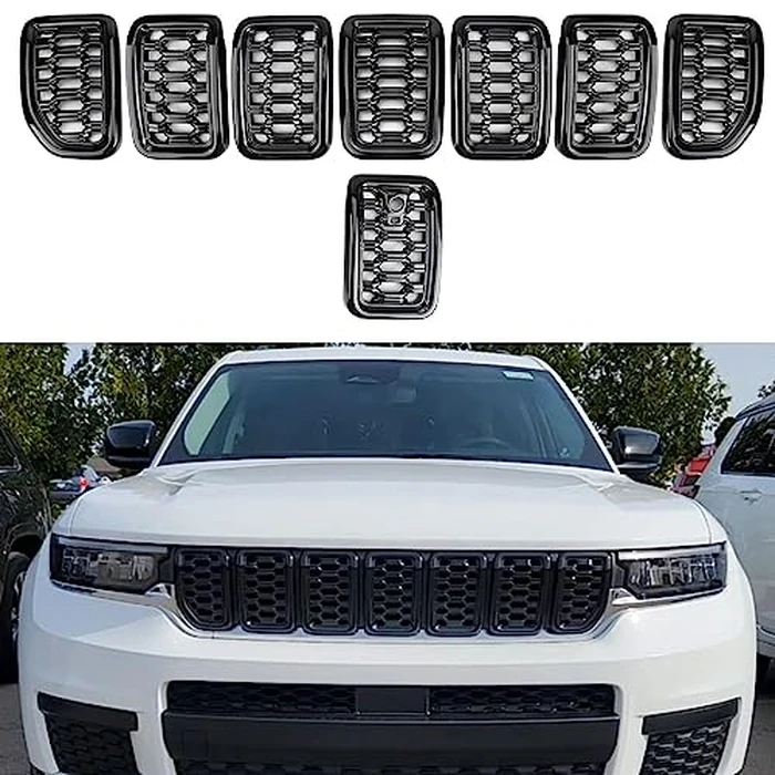 8PCS Glossy Black Honeycomb Mesh Front Grill Inserts Replace for 2022-2025 Jeep Grand Cherokee WL and 2021-2025 Grand Cherokee L Laredo/Altitude/Limited/4xe, Not for Others Model by sportuli - Image 8