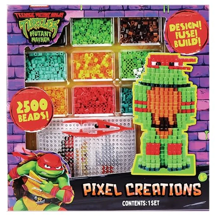 TMNT Pixel Creations Bead Kit Teenage Mutant Ninja Turtles Craft Set with 2500 Beads, Pegboards & Templates Ideal for Birthday Gifts & Screen-Free Play DIY Art Activity for Kids Ages 6+ by Tara Toys - Image 1