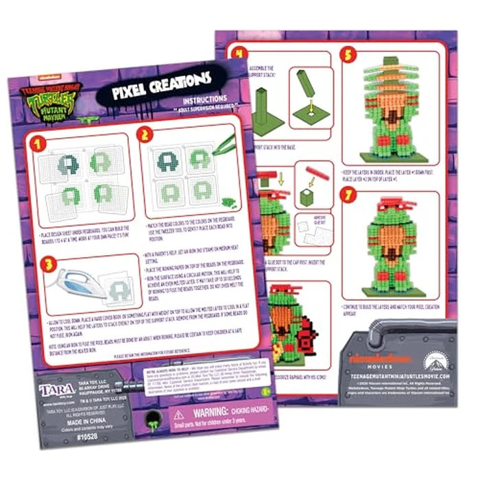 TMNT Pixel Creations Bead Kit Teenage Mutant Ninja Turtles Craft Set with 2500 Beads, Pegboards & Templates Ideal for Birthday Gifts & Screen-Free Play DIY Art Activity for Kids Ages 6+ by Tara Toys - Image 8