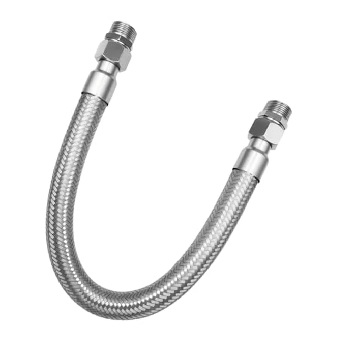 Industrial-Grade Stainless Steel 3/4" Compressor Jumper Hose, 3/4" NPT male，20" Length，750 degreesF，450 PSI，Both Sides Fittings Rotate Freely by BeiJRDDBest - Used - Good condition