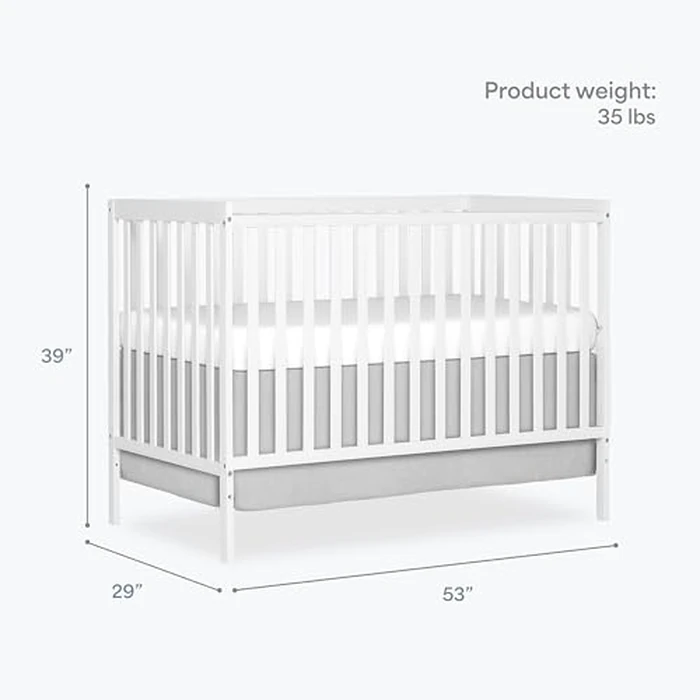 Dream On Me Synergy 5-in-1 Convertible Full-Size Baby Crib with Toddler, Day & Full Bed Conversion in White, GreenGuard Gold & BSA, 3 Mattress Heights, Sustainable Pinewood by Dream On Me - Image 3