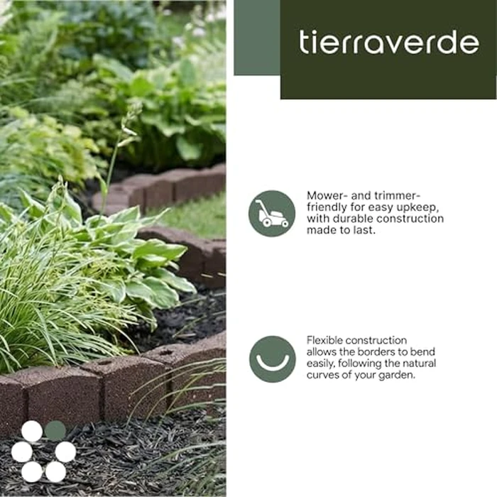 EzBorder 3.25in H x 48in L x 3.24in D Roman Stone Recycled Rubber Garden Border & Edging in Brown, 2-Pack by Tierra Verde - Image 3