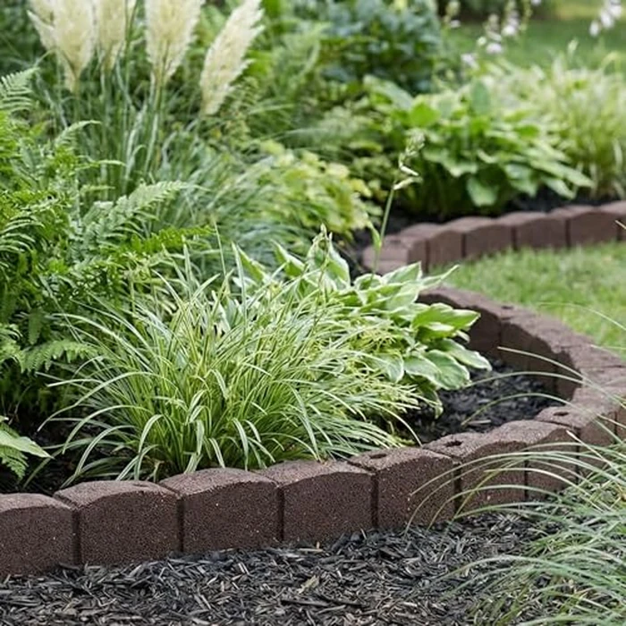 EzBorder 3.25in H x 48in L x 3.24in D Roman Stone Recycled Rubber Garden Border & Edging in Brown, 2-Pack by Tierra Verde - Image 5