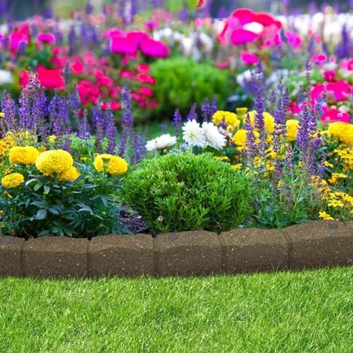 EzBorder 3.25in H x 48in L x 3.24in D Roman Stone Recycled Rubber Garden Border & Edging in Brown, 2-Pack by Tierra Verde - Image 7