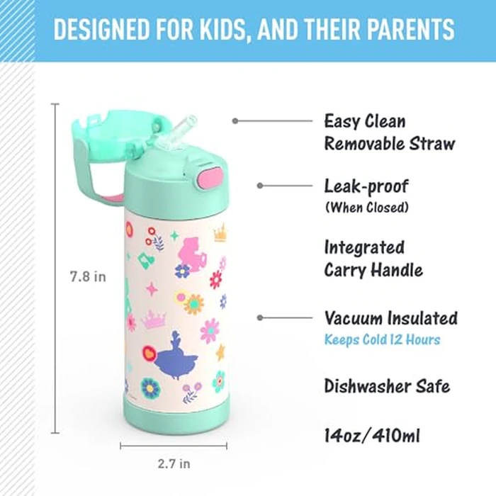 THERMOS FUNTAINER 14 Ounce Stainless Steel Vacuum Insulated Bottle, Princess by Thermos - Image 2