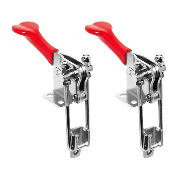 POWERTEC 2PK Toggle Clamp, 1000 lbs Holding Capacity, 334 Adjustable 90 Degree Vertical U Bolt Latch w/Antislip Hand Grip for Woodworking Jigs & Fixtures, Smoker, Tire Carrier, Cabinet (20309-P2) by POWERTEC - Image 1