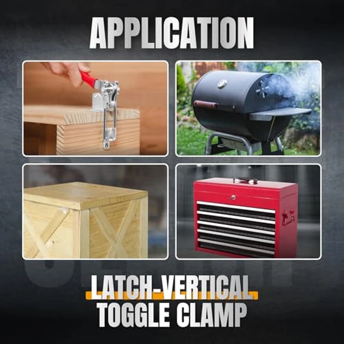 POWERTEC 2PK Toggle Clamp, 1000 lbs Holding Capacity, 334 Adjustable 90 Degree Vertical U Bolt Latch w/Antislip Hand Grip for Woodworking Jigs & Fixtures, Smoker, Tire Carrier, Cabinet (20309-P2) by POWERTEC - Image 5