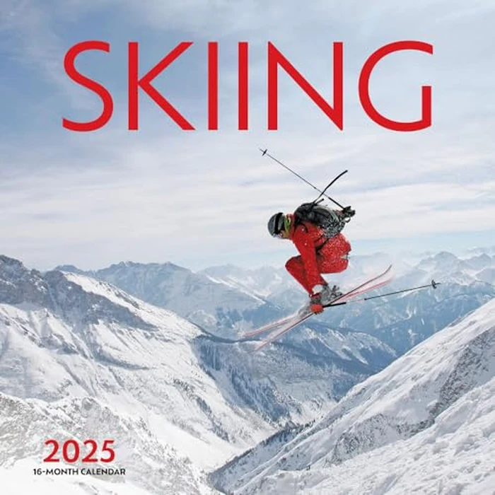 Skiing | 2025 12 x 24 Inch Monthly Square Wall Calendar | English/French Bilingual | Wyman Publishing | Winter Snow Sport Vacation by BrownTrout - Image 2