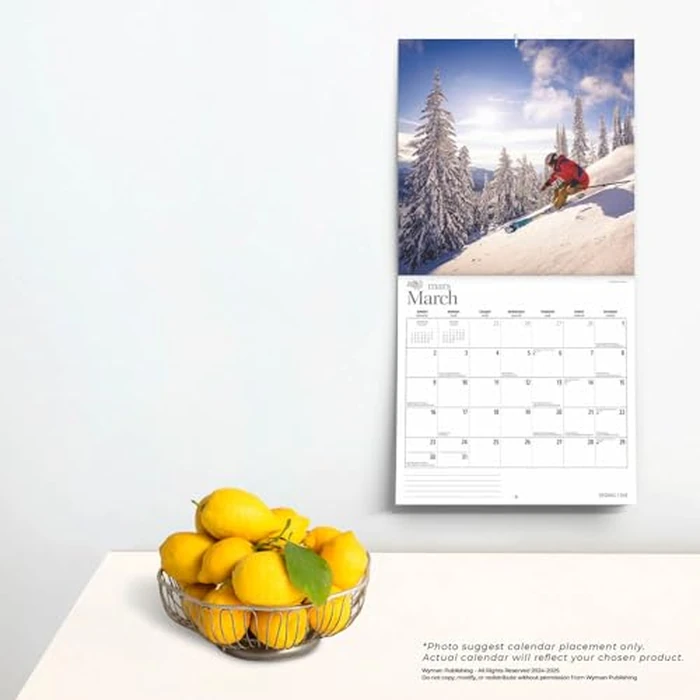 Skiing | 2025 12 x 24 Inch Monthly Square Wall Calendar | English/French Bilingual | Wyman Publishing | Winter Snow Sport Vacation by BrownTrout - Image 3