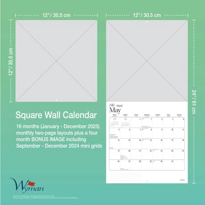 Skiing | 2025 12 x 24 Inch Monthly Square Wall Calendar | English/French Bilingual | Wyman Publishing | Winter Snow Sport Vacation by BrownTrout - Image 5