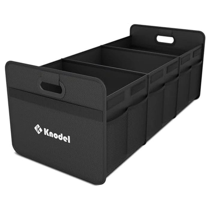 K KNODEL Car Trunk Organizer, Foldable Organizer for Car, Automotive Consoles & Organizers, 3 Compartments Storage with Reinforced Handles (Large, Black) by K KNODEL - Used - Very Good condition