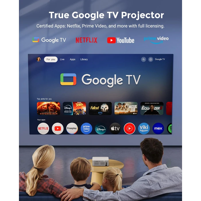 Google TV Projector 4K Support - CIBEST Smart Projector with WiFi 6 and Bluetooth, Outdoor Movie Proyector Full-Sealed Optical Engine 3000 ANSI Home Ceiling Projector with Autofocus, Streaming Apps by CiBest - Image 6