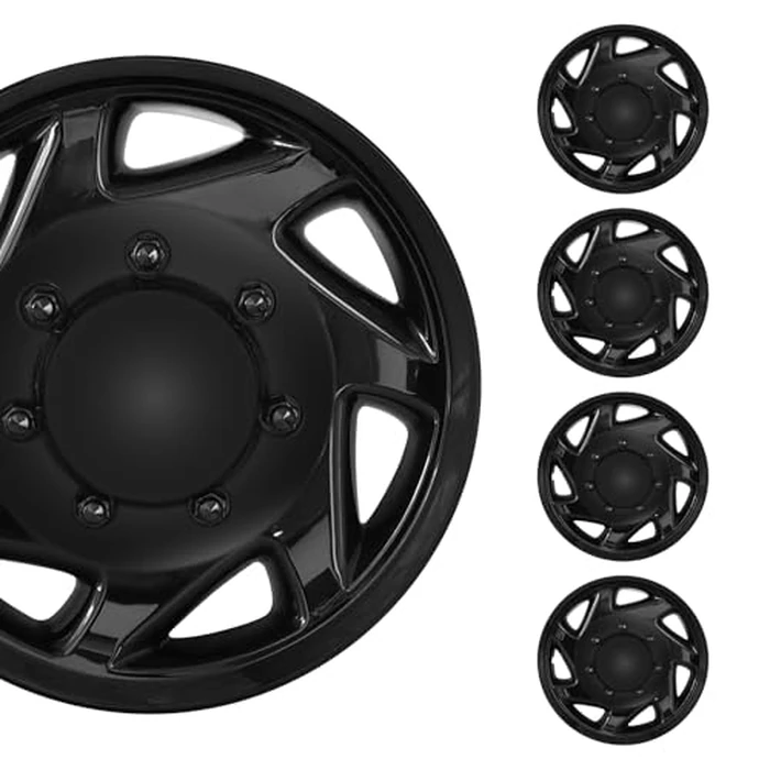 F8UZ-1130-AA Hubcaps Wheel Covers 4pcs Black Snap-on Direct Replacement for Ford E-150(1998-2014)/E-250(1998-2014)/E-350(1998-2019,2021-2024)/E-450(1999-2019,2023) with 16" Factory Wheel F8UZ1130AA by Generic - Used - Very Good condition - US$61.81