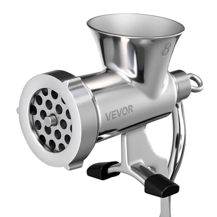VEVOR Manual Meat Grinder, 304 Stainless Steel Hand Crank Meat Mincer with Steel Table Clamp, Sausage Stuffer with 2 Cutting Plates & Sausage Tube, Food Grinder for Beef Chili Pork Kitchen Tabletop by VEVOR - Image 3