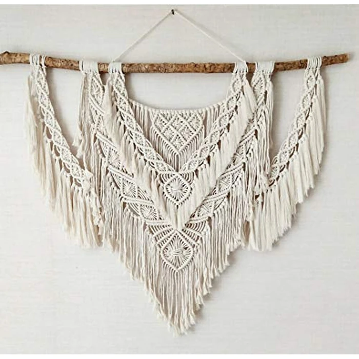 LYFWL Large Macrame Wall Hanging,36" W X 34" L Natural Driftwood Bohemian Walls Decor Macrame Tapestry Above Headboard Art Handicrafts Beige Macrame Wedding Decor by LYFWL - Used - Good condition - CA$66.40