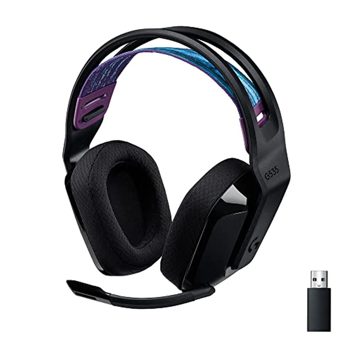 Logitech G535 Lightspeed Wireless Gaming Headset - Lightweight on-Ear Headphones, flip to Mute mic, Stereo, USB Rechargeable - Black by Logitech G - Image 1