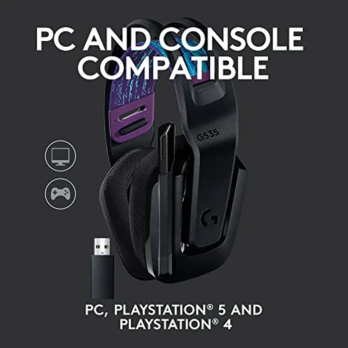 Logitech G535 Lightspeed Wireless Gaming Headset - Lightweight on-Ear Headphones, flip to Mute mic, Stereo, USB Rechargeable - Black by Logitech G - Image 5