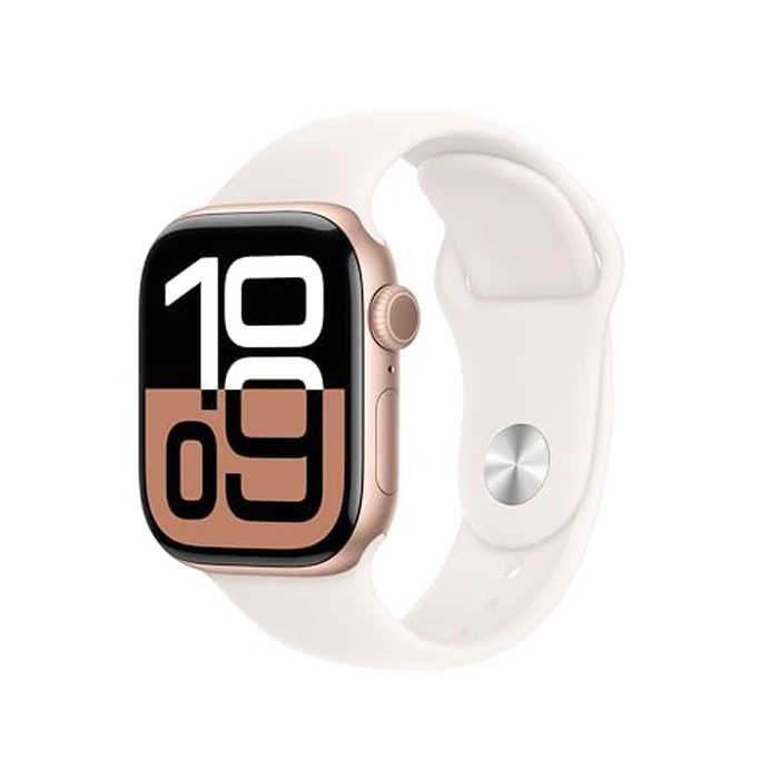 Apple Watch Series 10 [GPS 42mm case] Smartwatch with Rose Gold Aluminum Case with Light Blush Sport Band - S/M. Fitness Tracker, ECG App, Always-On Retina Display, Water Resistant by Apple - Image 1