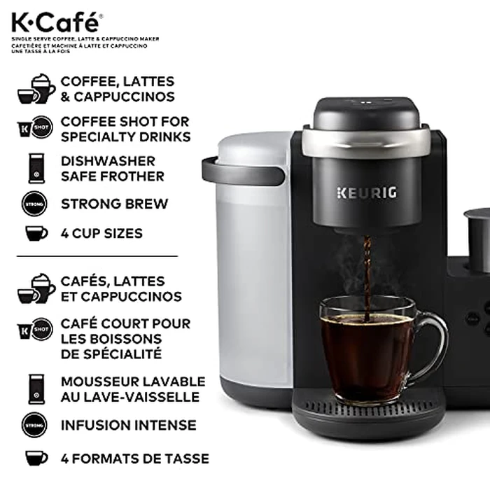 Keurig K-Café Single Serve K-Cup Pod Coffee, Latte and Cappuccino Maker, with Milk Frother for Speciality Beverages, Charcoal Grey by Keurig - Image 2