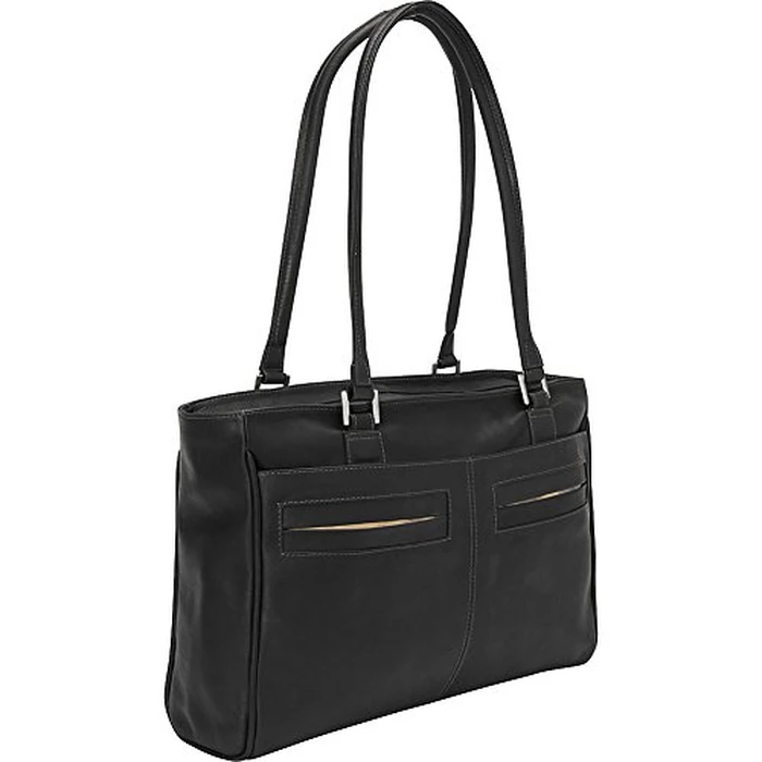 Piel Leather Ladies Laptop Tote with Pockets, Black, One Size by Piel Leather - Image 1