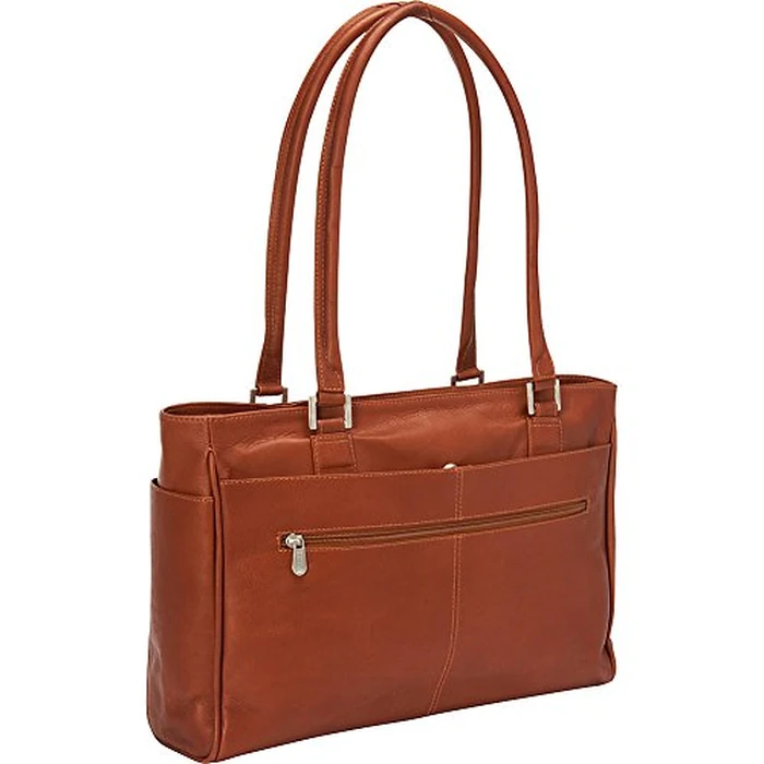 Piel Leather Ladies Laptop Tote with Pockets, Black, One Size by Piel Leather - Image 4