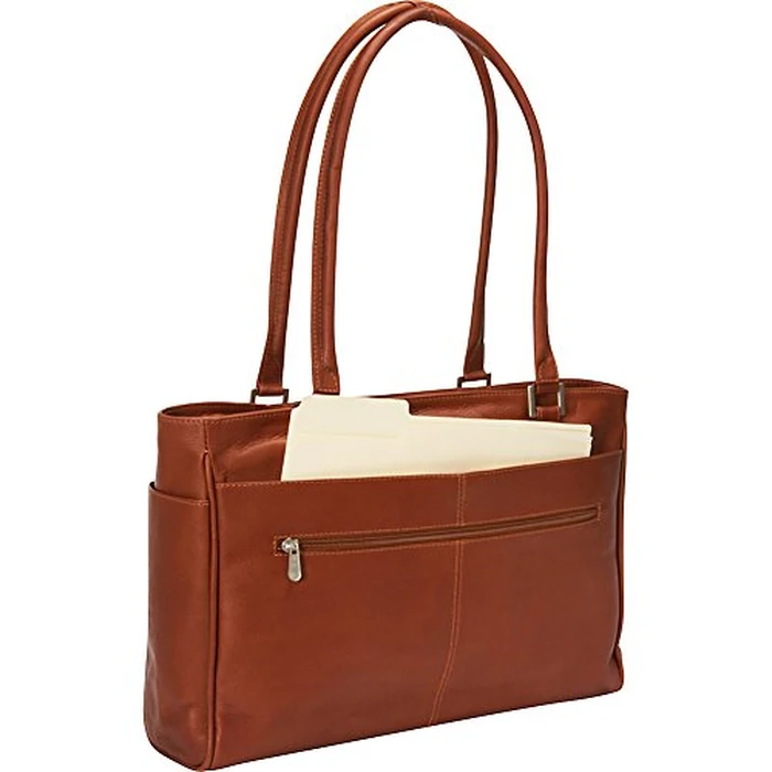 Piel Leather Ladies Laptop Tote with Pockets, Black, One Size by Piel Leather - Image 6