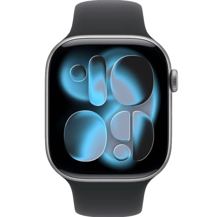 Apple Watch Series 11 (GPS) - 64GB - 46mm - Space Grey Aluminum Case with Black Silicone Sport Band - M/L Size by Apple - Refurbished - Good condition - US$305.98
