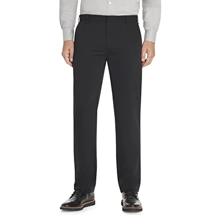 Van Heusen Men's Wrinkle Free Stretch Flat Front Dress Pant, Black, 44X34 by Van Heusen - Image 1