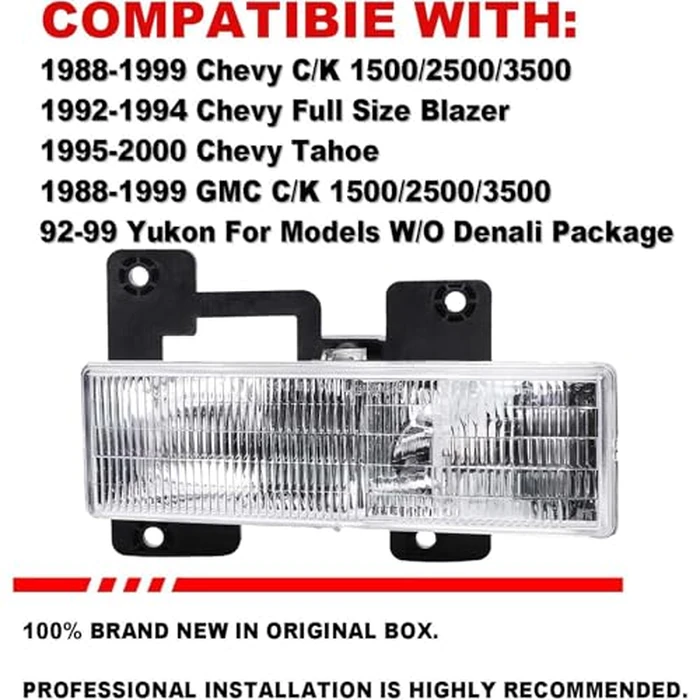 ISHARINGAUTOPARTS Driver and Passenger Side Headlight Assembly Replacement for 1988-1999 Chevy GMC C/K 1500 2500 3500 Silverado 95-00 Tahoe, 92-94 Blazer, Replace# 15034929 15034930 by ISHARINGAUTOPARTS - Image 2