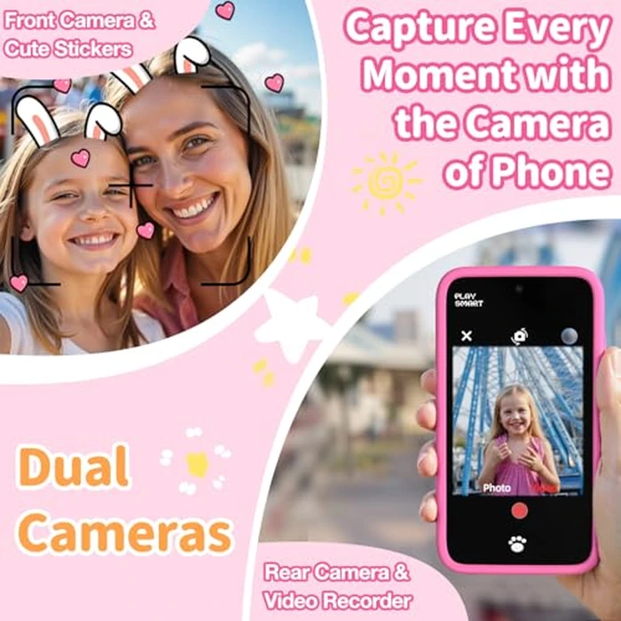 MOMILLA Kids Smart Phone with Dual Camera, 3.97" Touchscreen, 200+ Educational Games, Learning Toys with Parental Control for Ages 3-12, No SIM Birthday Gifts by MOMILLA - Image 4