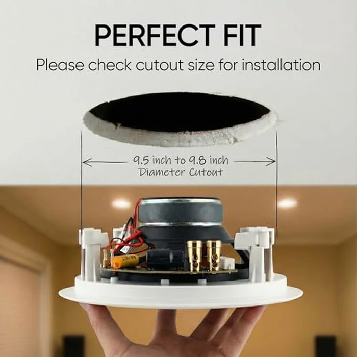 Micca M-8C 2-Way in-Ceiling Round Speaker, 9.4" Cutout Diameter, Whole House Audio, Home Theater, Indoor or Covered Outdoor, 8" Woofer, 1" Tweeter, White, Paintable, Each by Micca - Image 2