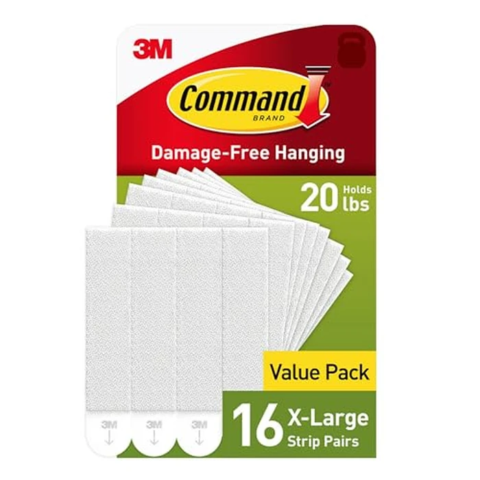 Command 20 lb XL 16 Pairs Heavyweight Picture Hanging Strips (32 Strips), Damage-Free Hangers for Picture Frames, No Tools Required, Ideal for Home Room Wall Decor, White Adhesive by Command - Image 1