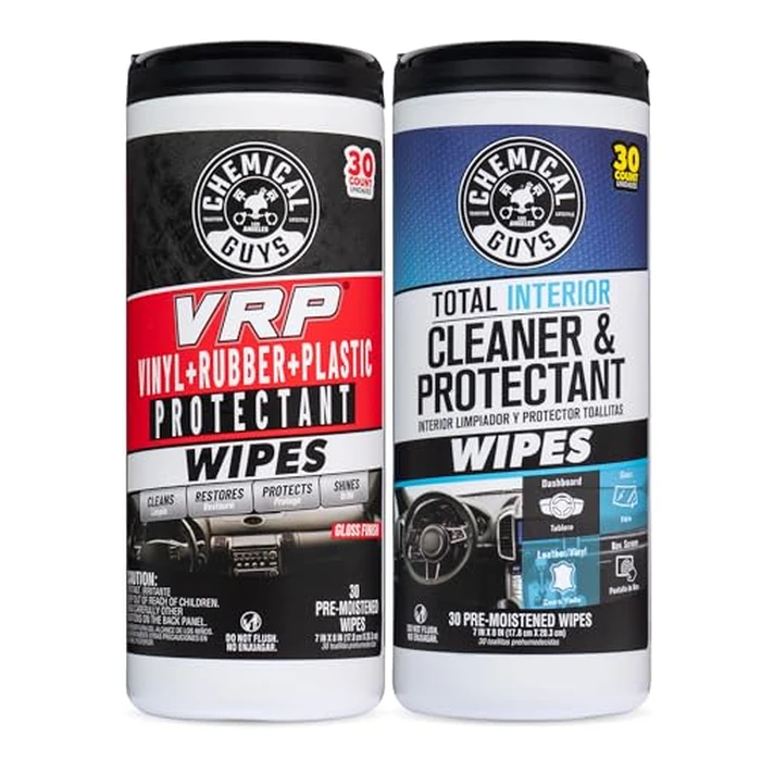 Chemical Guys Canister Wipes - VRP & Total Car Interior Cleaner & Protectant, Great for Cars, Trucks, SUVs, RVs, & More (60 Ct) by Chemical Guys - Used - Very Good condition