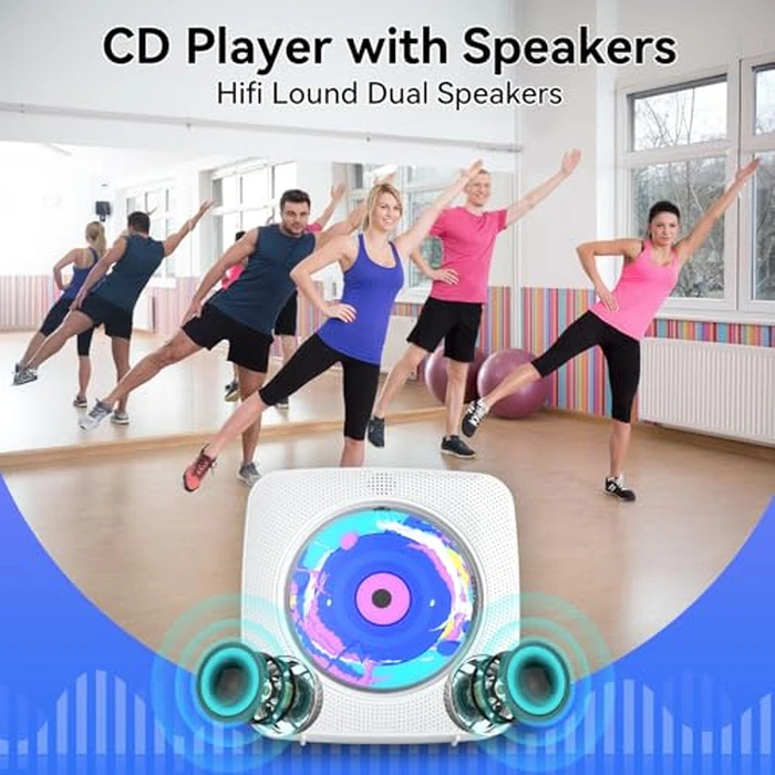 CD Player Portable Bluetooth Rechargeable: CD Players for Home with 1800mAh Kegaudio Desktop Wall CD Player with Speakers Music Player CD Boombox FM Radio USB Remote Control by Kegaudio - Image 6